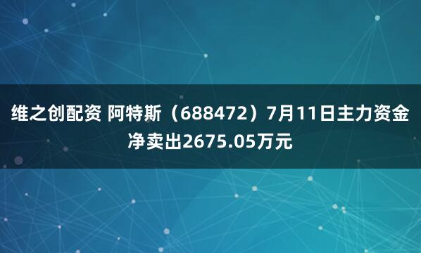 维之创配资 阿特斯（688472）7月11日主力资金净卖出2675.05万元
